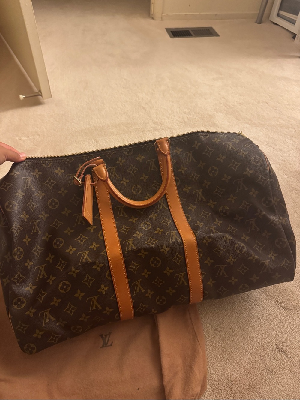 Louis Vuitton Monogram Canvas Duffle Bag Authentic Gold Hardware